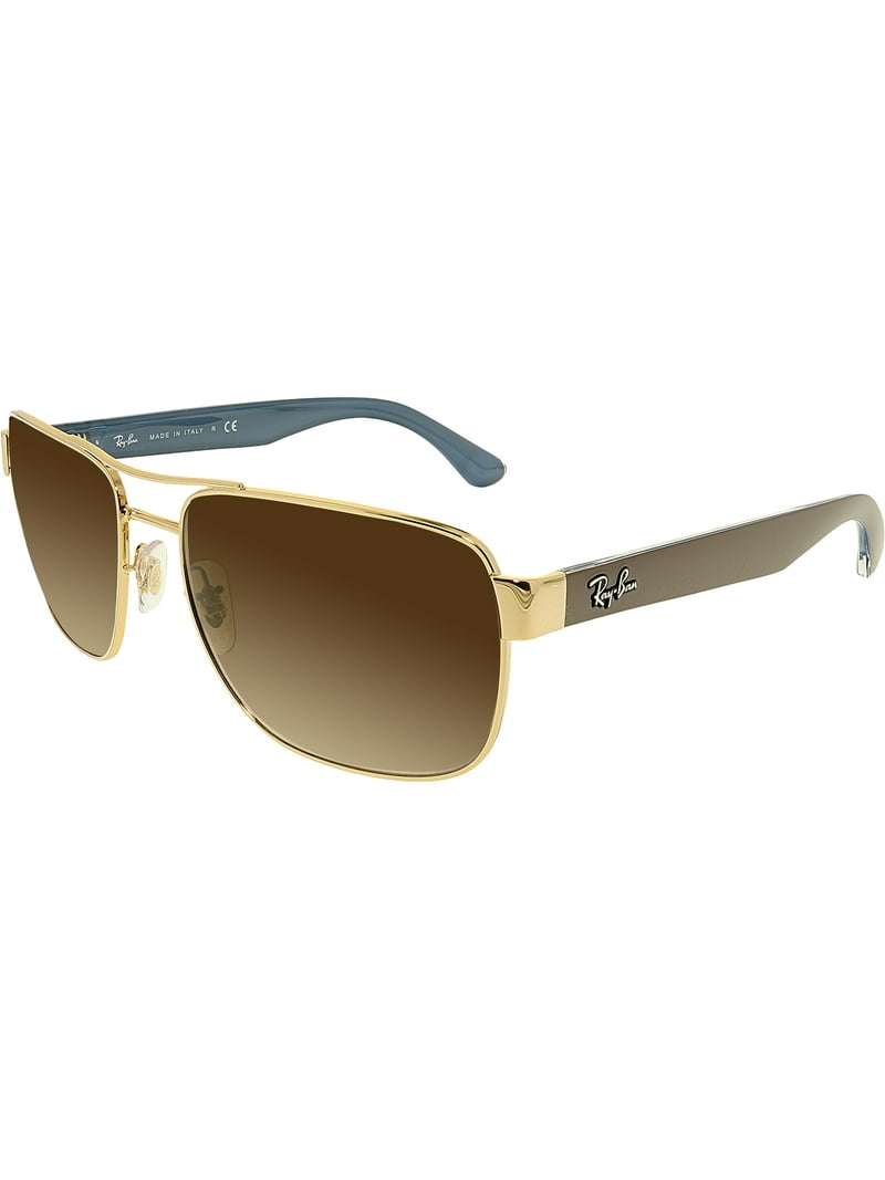 Ray-Ban RB3530 Gold Metal Frame Brown Gradient Lens Square Men's
