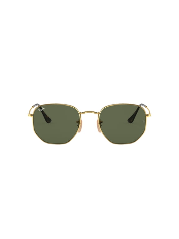 Unisex Size 51 Hexagonal Flat Lenses Sunglasses, Arista Gold/G-15 Green