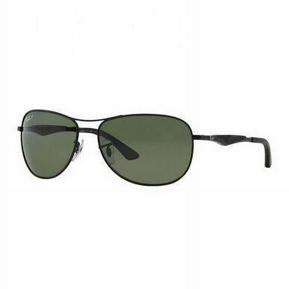 Ray-Ban Men's RB3519 Aviator Sunglasses, Matte Black/Green Polarized, 59 mm