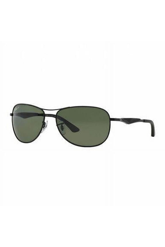 Men's RB3519 Aviator Sunglasses, Matte Black/Green Polarized, 59 mm