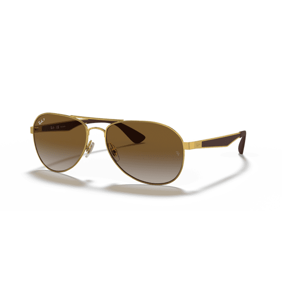Ray-Ban RB3549 Aviator Sunglasses, Polished Arista Gold with Brown Lenses