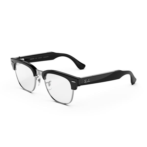 Ray-Ban Meta Audio Clubmaster, Shiny Black, Clear Lenses