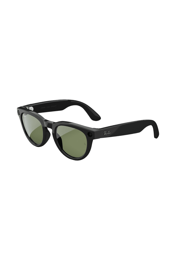 Ray-Ban Meta (Gen 2), Headliner Low Bridge Fit, Shiny Black, Green Lenses | Smart AI Glasses