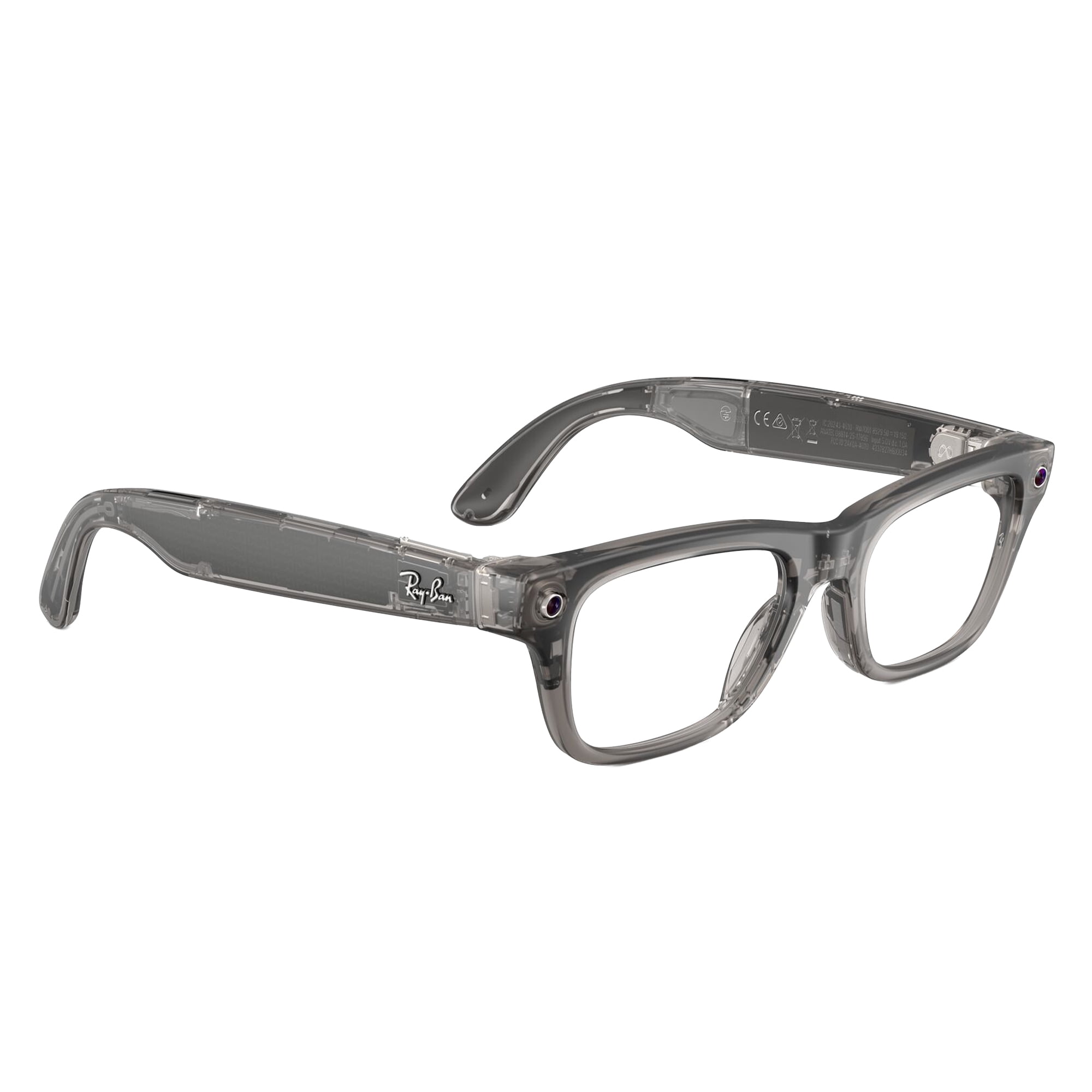 Ray-Ban Unisex Size 54 AI Smart Meta Gen 2 Blayzer Glasses with Charging Case, Matte Transparent Ice Gray/Clear