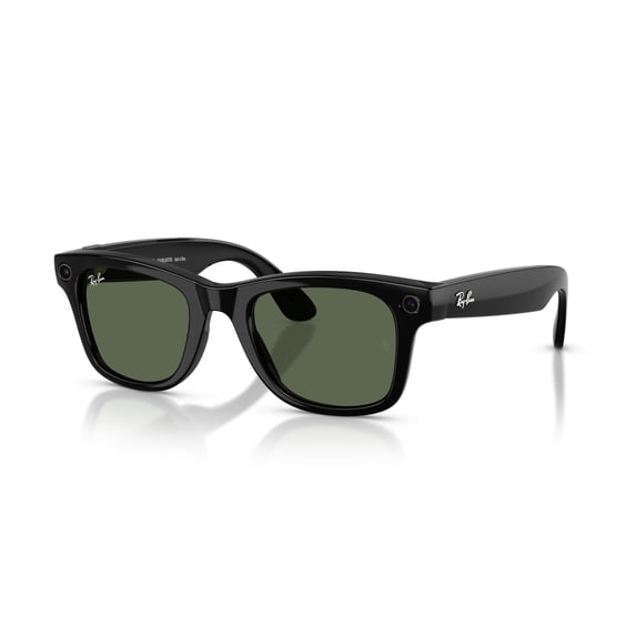 Ray-Ban Meta Wayfarer Gen 2 Smart Glasses, AI Meta Glasses with Photo and Video, Size 50, Shiny Black/G15 Green
