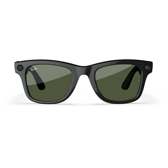 Ray-Ban | Meta Wayfarer (Gen 2) Glasses with AI, Photo, Video, Audio & Messaging - Shiny Black/Green, Size 50