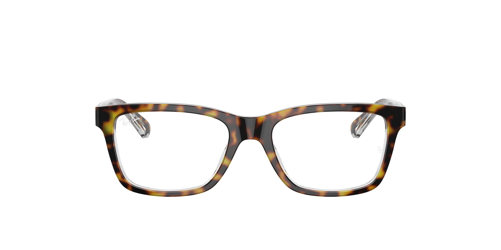 Ray-Ban Youth Size 48 0RY1536 Prescription Eyeglasses with Case, Dark Havana on Transparent/Demo Lens