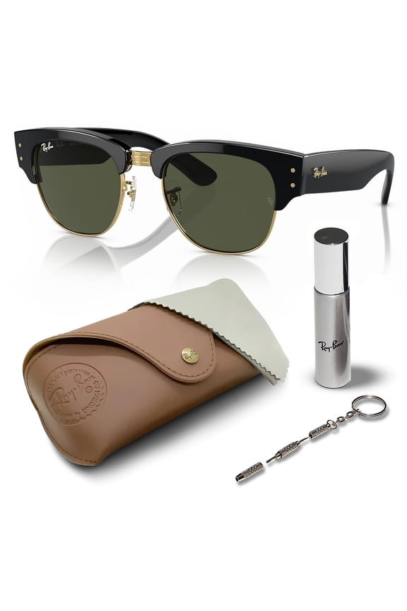 RB0316S MEGA CLUBMASTER Square Shaped Non-Polarized Sunglasses for Men & Women - Includes Official RAYBAN Eyewear Kit - Ideal Formal & Casual Wear Sunglasses - G-15 Green Lens