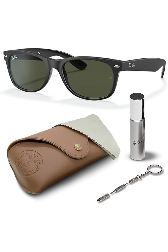 RB2132 NEW WAYFARER COLOR MIX Square Shaped Non-Polarized Sunglasses for Men & Women - Includes Official RAYBAN Eyewear Kit - Ideal Formal & Casual Wear Sunglasses - G-15 Green Lens