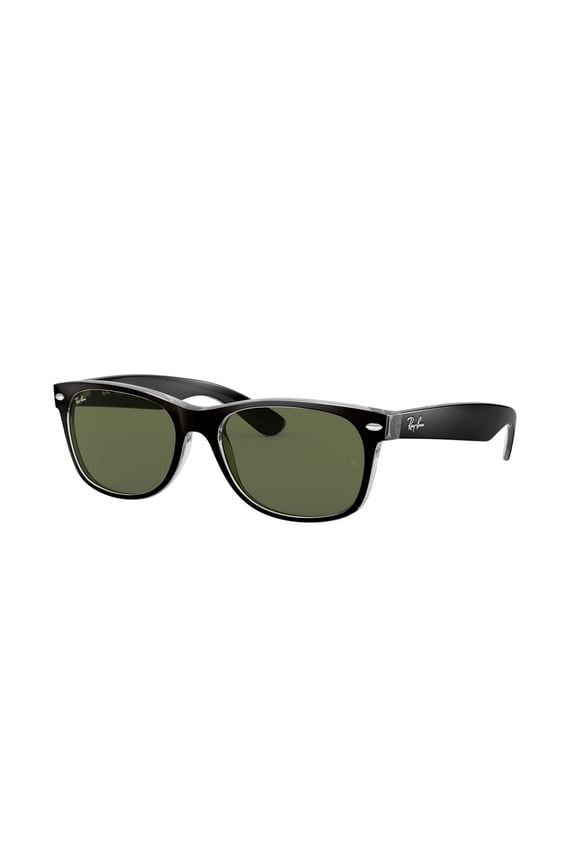 RB2132 NEW WAYFARER COLOR MIX Square Shape Sunglasses Matte Black On Transparent Frame | G-15 Green Lens 58mm
