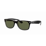RAY-BAN RB2132 NEW WAYFARER COLOR MIX Square Shape Sunglasses Matte Black On Transparent Frame | G-15 Green Lens 52mm