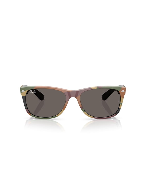 RB2132 New Wayfarer Sunglasses, Black With Green Camo/Dark Grey, 55 mm