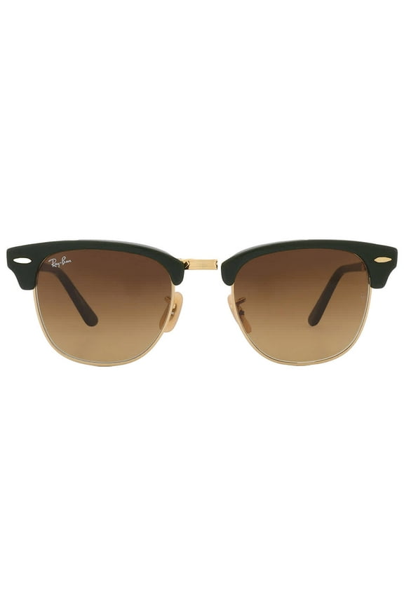 RB2176 Clubmaster Folding Square Sunglasses, Green on Gold/Brown Gradient, 51 mm