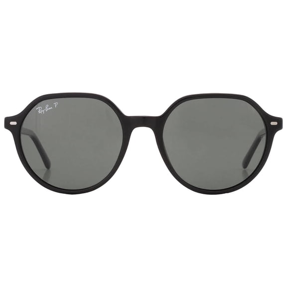 Ray Ban Sunglasses for Women and Men - Thalia 0RB2195- Square Designer Sunglasses with High-Bridge Fit - Unisex - Black/Polar Green Crystal Polarized - Size 53