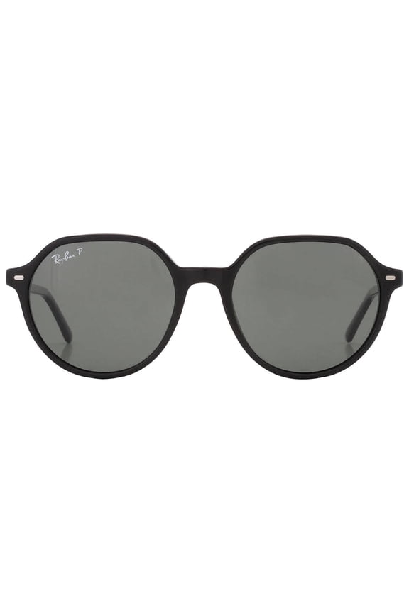 Ray Ban Sunglasses for Women and Men - Thalia 0RB2195- Square Designer Sunglasses with High-Bridge Fit - Unisex - Black/Polar Green Crystal Polarized - Size 53
