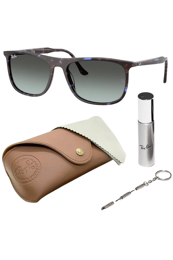RB2216 Rectangle Shaped Non-Polarized Sunglasses for Men & Women - Includes Official RAYBAN Eyewear Kit - Ideal Formal & Casual Wear Sunglasses - Blue Vintage Lens