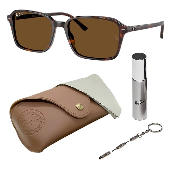 Ray-Ban RB2231F RAIMOND POLARIZED Square Shaped Sunglasses for Men & Women - Includes Official Rayban Eyewear Kit - Ideal Formal & Casual Wear Sunglasses - B-15 Brown Lens