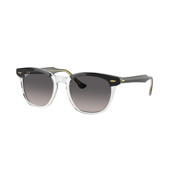 Ray-Ban RB2298 Hawkeye Square Sunglasses, Black On Transparent/Grey Gradient Polarized, 52 mm