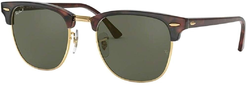 Ray Ban RB3016 CLUBMASTER 990/58 51M Red Havana/Crystal Green Polarized Sunglasses For Men
