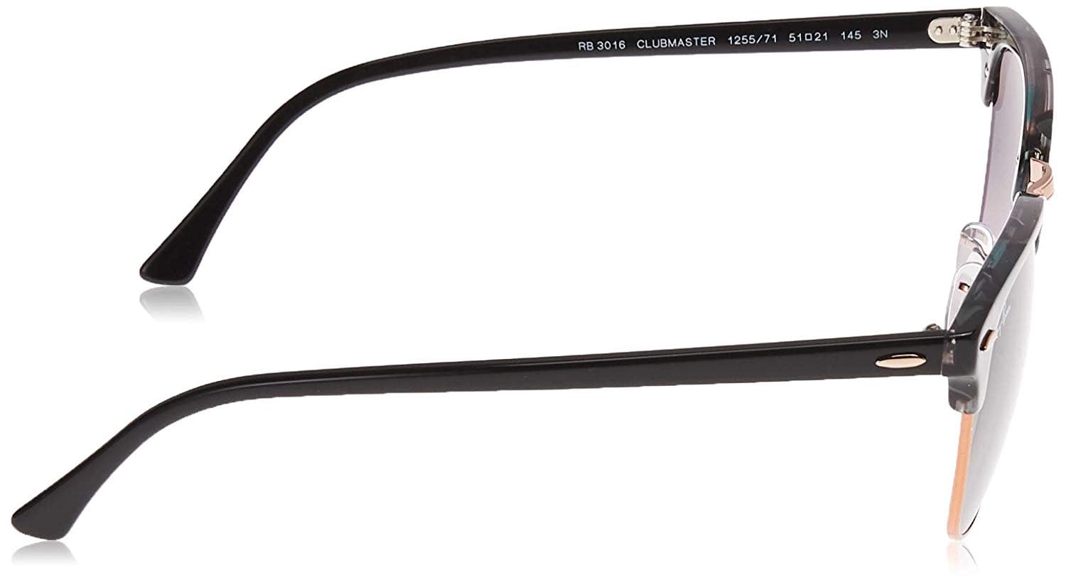 Ray-Ban Men's Clubmaster RB3016-W0365-51 Black Acetate Sunglasses