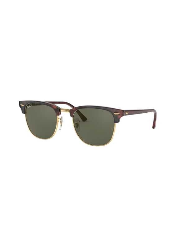 RB3016F CLUBMASTER CLASSIC LOW BRIDGE FIT Square Shape Sunglasses Polished Red Havana Frame | Polarized G-15 Green Lens 55mm
