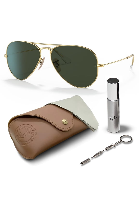 RB3025 AVIATOR | AVIATION COLLECTION Pilot Shaped Non-Polarized Sunglasses for Men & Women - Includes Official RAYBAN Eyewear Kit - Ideal Formal & Casual Wear Sunglasses - G-15 Green Lens