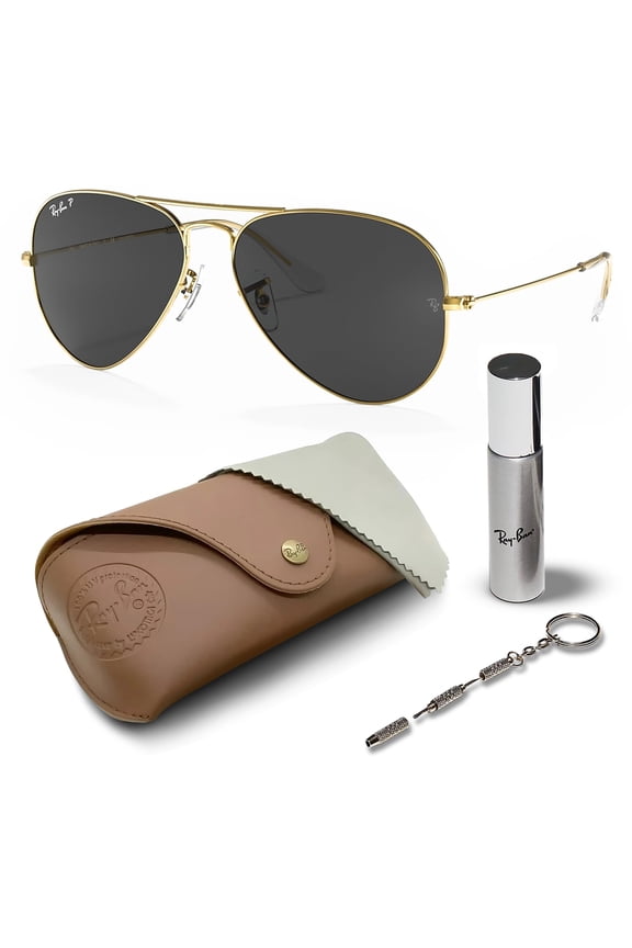 RB3025 AVIATOR CLASSIC POLARIZED Pilot Shaped Sunglasses for Men & Women - Includes Official Rayban Eyewear Kit - Ideal Formal & Casual Wear Sunglasses - Black Lens