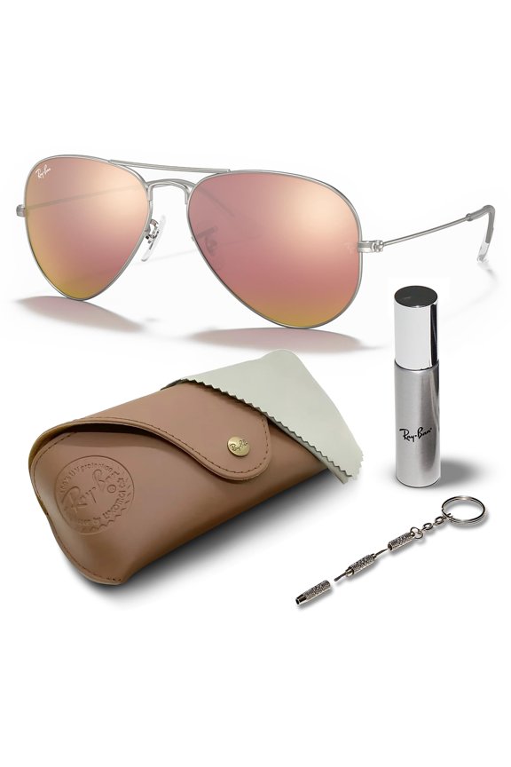 RB3025 AVIATOR FLASH LENSES Pilot Shaped Non-Polarized Sunglasses for Men & Women - Includes Official RAYBAN Eyewear Kit - Ideal Formal & Casual Wear Sunglasses - Copper Flash Lens