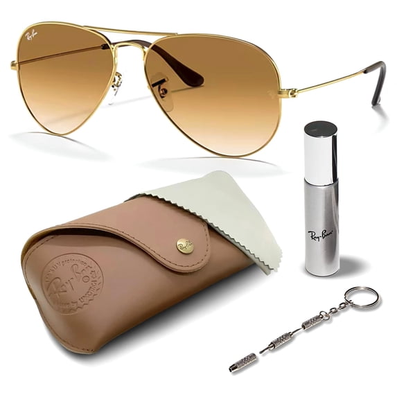 Ray-Ban RB3025 AVIATOR GRADIENT Pilot Shaped Non-Polarized Sunglasses for Men & Women - Includes Official RAYBAN Eyewear Kit - Ideal Formal & Casual Wear Sunglasses - Light Brown Lens