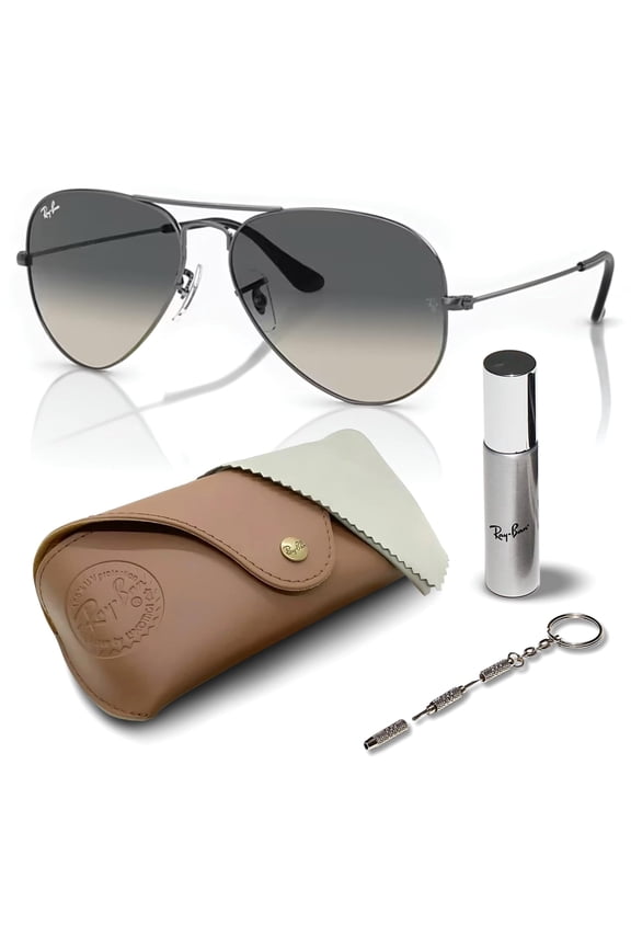 RB3025 AVIATOR GRADIENT Pilot Shaped Non-Polarized Sunglasses for Men & Women - Includes Official RAYBAN Eyewear Kit - Ideal Formal & Casual Wear Sunglasses - Grey Lens