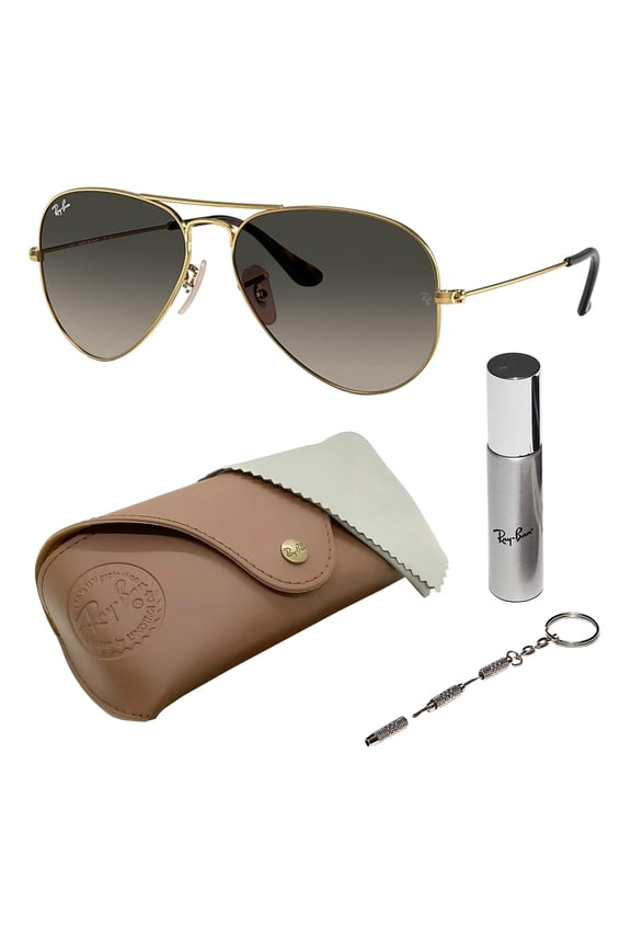 RB3025 AVIATOR HAVANA COLLECTION Pilot Shaped Non-Polarized Sunglasses for Men & Women - Includes Official RAYBAN Eyewear Kit - Ideal Formal & Casual Wear Sunglasses - Grey Gradient Lens