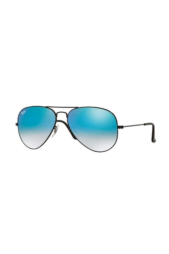 Ray Ban RB3025 AVIATOR LARGE METAL 002/4O 62M Shiny Black/Blue Gradient Mirror Sunglasses For Men For Women