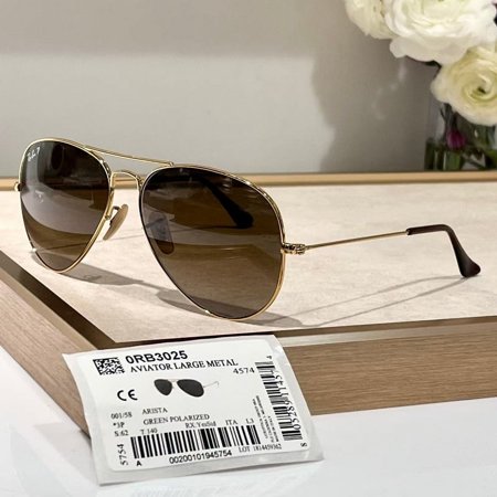 Ray&Ban RB3025 Classic Polarized Aviator Sunglasses Matte Gold/ Polarized Brown Mirror,58 mm