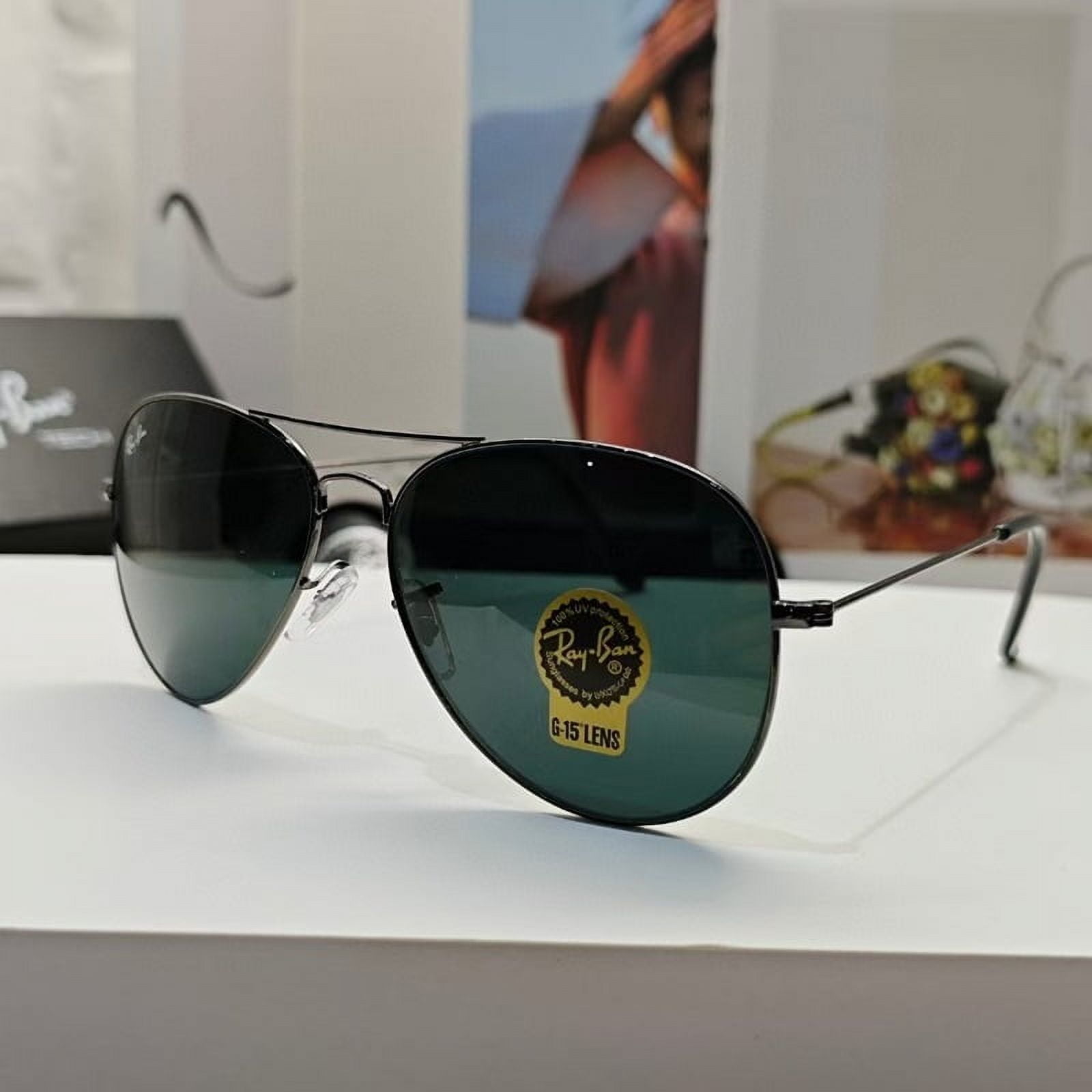 ray ban aviator green mirror