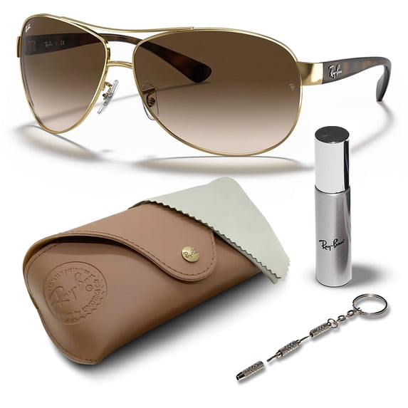 Ray-Ban RB3386 Pilot Shaped Non-Polarized Sunglasses for Men - Includes Official RAYBAN Eyewear Kit - Ideal Formal & Casual Wear Sunglasses - Grey Gradient Lens