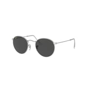 RAY-BAN RB3447 ROUND METAL LEGEND GOLD Round Shape Sunglasses Polished Silver Frame | Dark Grey Lens 50mm