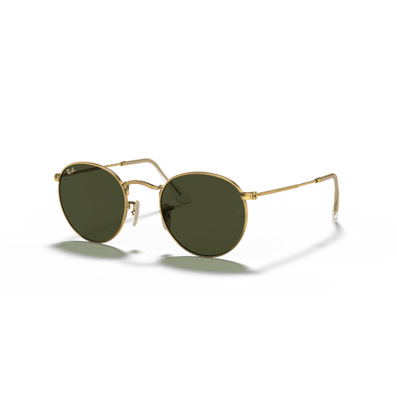 Ray-Ban Round Metal RB3447 Sunglasses, Polished Arista Gold with G-15 Green Lenses