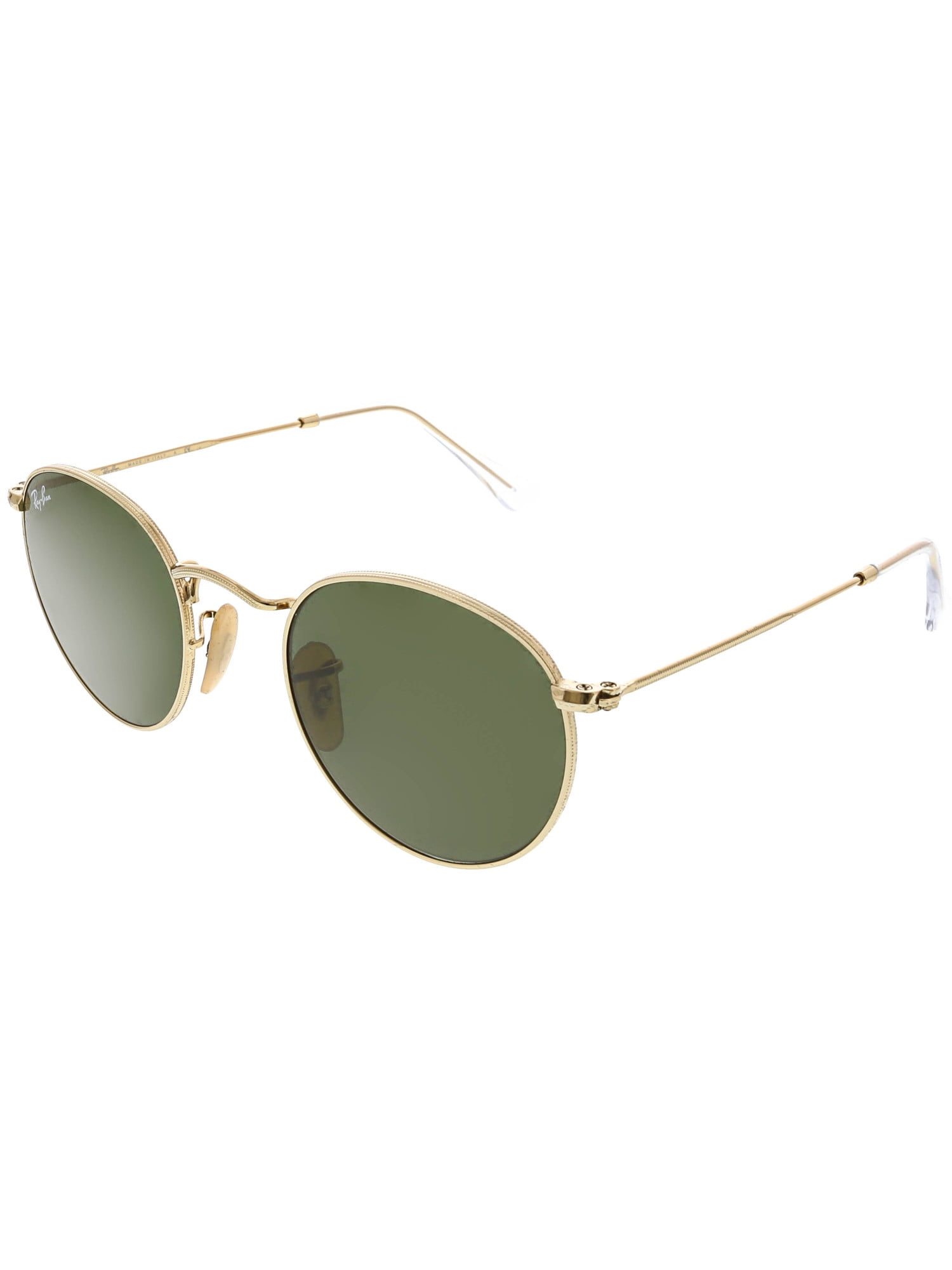 Ray-Ban Round Metal Sunglasses RB3447 001 - Polished Gold Frame - Green Classic G-15 Lenses - 53mm