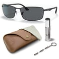 thumbnail image 1 of Ray-Ban RB3498 POLARIZED Rectangle Shaped Sunglasses for Men & Women - Includes Official Rayban Eyewear Kit - Ideal Formal & Casual Wear Sunglasses - Grey Lens, 1 of 7