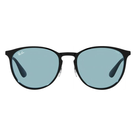 Ray-Ban RB3539 Erika Metal Round Sunglasses, Black/Evolve Photochromic Blue to Violet, 54 mm