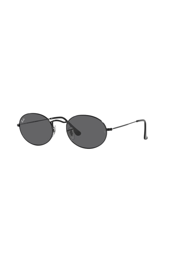 RB3547 OVAL METAL Oval Shape Sunglasses Polished Black Frame / Dark Grey Lens 51mm