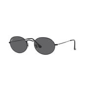 RAY-BAN RB3547 OVAL METAL Oval Shape Sunglasses Polished Black Frame / Dark Grey Lens 51mm
