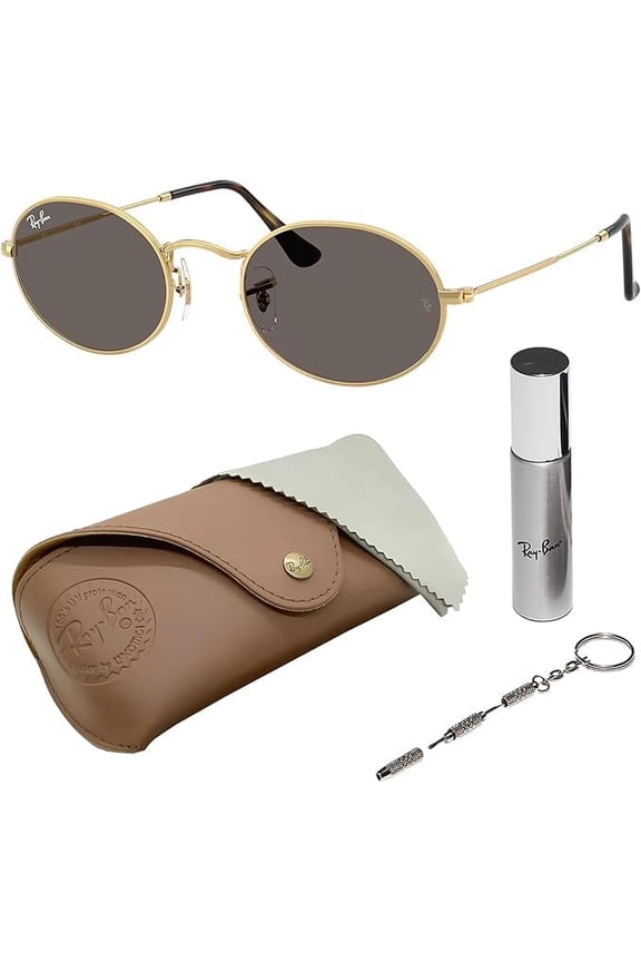 RB3547N OVAL FLAT LENSES Oval Shaped Non-Polarized Sunglasses for Men & Women - Includes Official RAYBAN Eyewear Kit - Ideal Formal & Casual Wear Sunglasses - Dark Grey Lens