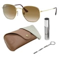 thumbnail image 1 of Ray-Ban RB3548 HEXAGONAL Square-Round Shaped Non-Polarized Sunglasses for Men & Women - Includes Official RAYBAN Eyewear Kit - Ideal Formal & Casual Wear Sunglasses - Light Brown Gradient Lens, 1 of 7