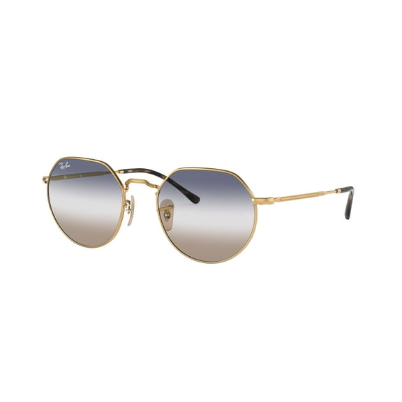 Ray-Ban RB3565 Jack Round Sunglasses, Gold/Clear Gradient Blue, 53 mm