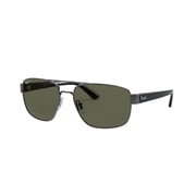 RAY-BAN RB3663 RB3663 Square-Round Shape Sunglasses Polished Gunmetal Frame | Polarized G-15 Green Lens 60mm
