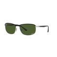 thumbnail image 1 of Ray-Ban RB3671CH Rectangular Sunglasses, Black On Silver/Dark Green Polarized, 60 mm, 1 of 6