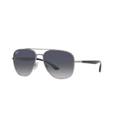 RAY-BAN RB3683 RB3683 Square Shape Sunglasses Polished Gunmetal Frame | Polarized Blue/Grey Lens 56mm
