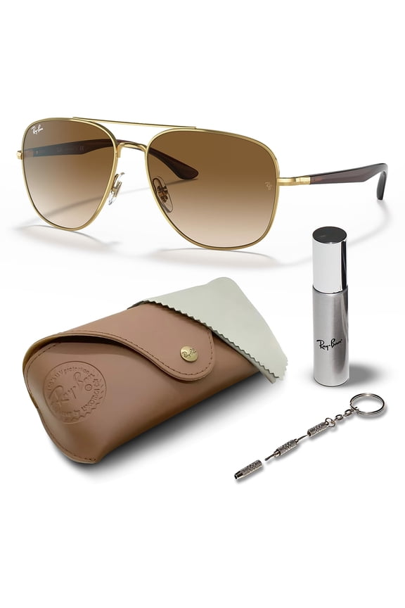 RB3683 Square Shaped Non-Polarized Sunglasses for Men & Women - Includes Official RAYBAN Eyewear Kit - Ideal Formal & Casual Wear Sunglasses - Brown Lens