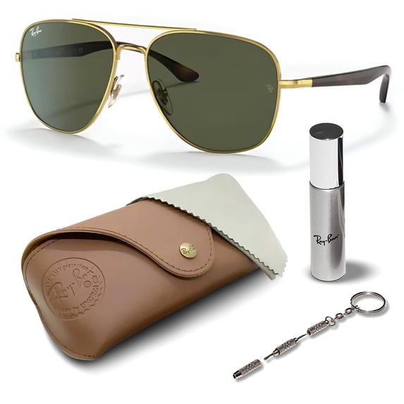 Ray-Ban RB3683 Square Shaped Non-Polarized Sunglasses for Men & Women - Includes Official RAYBAN Eyewear Kit - Ideal Formal & Casual Wear Sunglasses - G-15 Green Lens